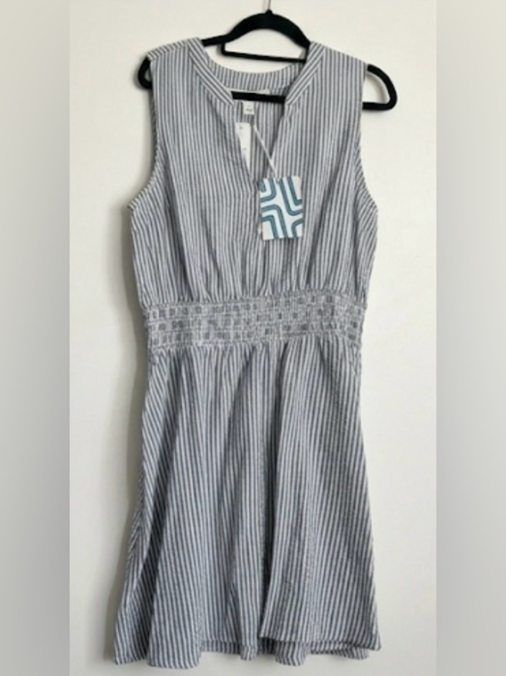 Sleeveless Blue and White Striped Summer Dress